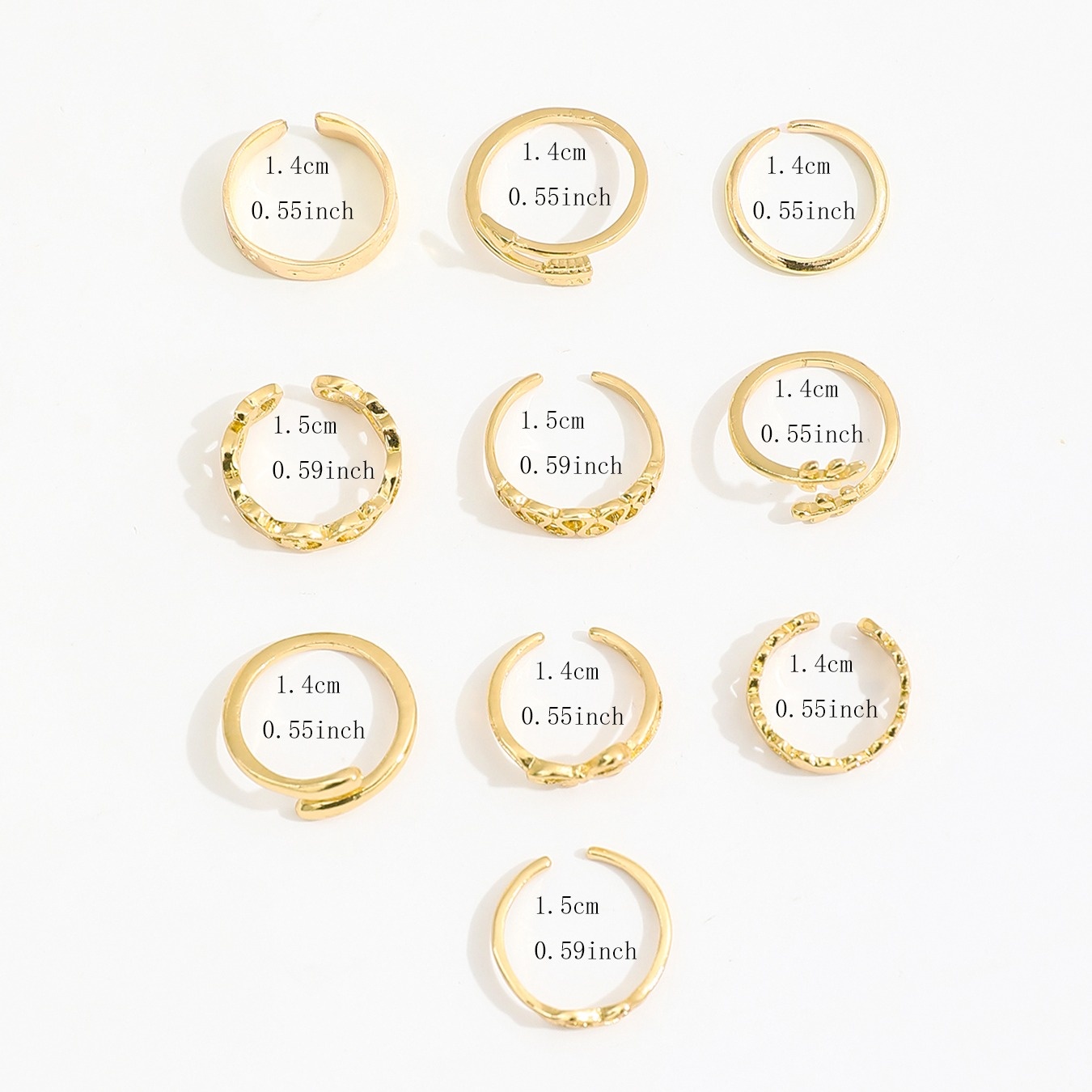 10pc Summer Alloy Stackable Toe Ring Set